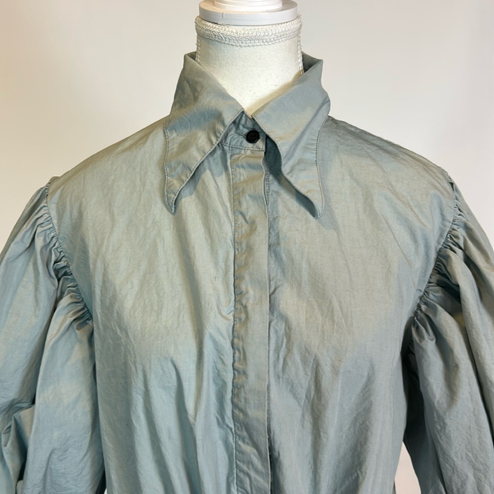 S/W/F | Tranquil Blue Puff Sleeved Drawstring Waist Mini Dress | Small - Picture 4 of 16